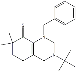1-Benzyl-3-tert-butyl-7,7-dimethyl-1,2,3,4,5,6,7,8-octahydroquinazoline-8-thione 结构式