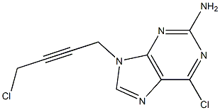 9-(4-Chloro-2-butynyl)-2-amino-6-chloro-9H-purine 结构式