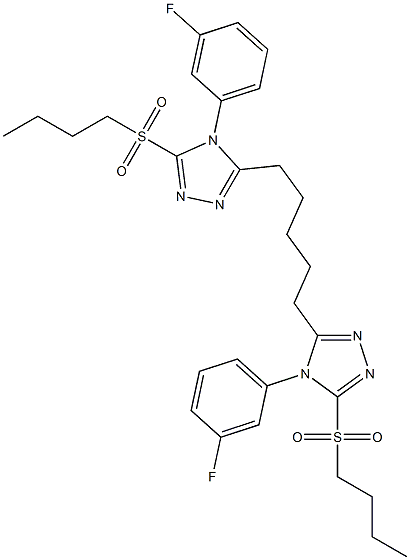 5,5'-(1,5-Pentanediyl)bis[4-(3-fluorophenyl)-3-butylsulfonyl-4H-1,2,4-triazole] 结构式