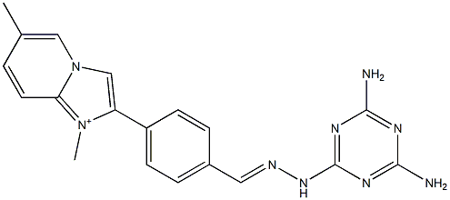 1,6-Dimethyl-2-[4-[2-(4,6-diamino-1,3,5-triazin-2-yl)hydrazonomethyl]phenyl]imidazo[1,2-a]pyridin-1-ium 结构式