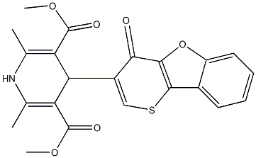 1,4-Dihydro-2,6-dimethyl-4-[4-oxo-4H-thiopyrano[3,2-b]benzofuran-3-yl]pyridine-3,5-dicarboxylic acid dimethyl ester 结构式