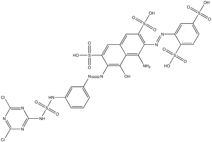 2-(2,5-Disulfophenylazo)-7-[3-[[[4,6-dichloro-1,3,5-triazin-2-yl]amino]sulfonylamino]phenylazo]-1-amino-8-hydroxynaphthalene-3,6-disulfonic acid 结构式