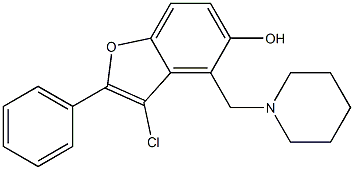 3-Chloro-2-phenyl-4-(piperidinomethyl)benzofuran-5-ol 结构式