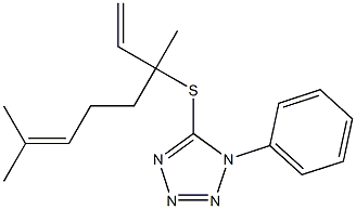 5-(1,5-Dimethyl-1-vinyl-4-hexenylthio)-1-phenyl-1H-tetrazole 结构式
