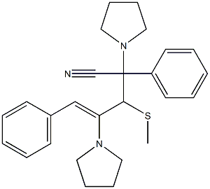 3-Methylthio-2,5-diphenyl-2,4-bis(1-pyrrolidinyl)-4-pentenonitrile 结构式