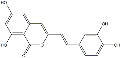 6,8-Dihydroxy-3-[(E)-2-(3,4-dihydroxyphenyl)ethenyl]-1H-2-benzopyran-1-one 结构式