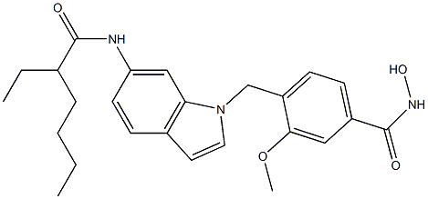 4-[6-(2-Ethylhexanoylamino)-1H-indol-1-ylmethyl]-3-methoxy-N-hydroxybenzamide 结构式