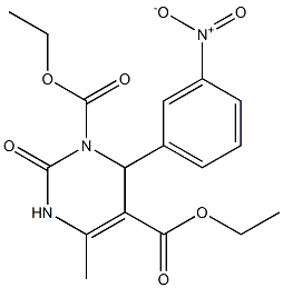 2-Oxo-4-(3-nitrophenyl)-6-methyl-1,2,3,4-tetrahydro-3,5-pyrimidinedicarboxylic acid diethyl ester 结构式