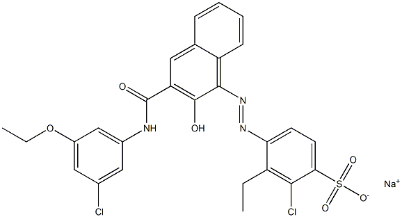 2-Chloro-3-ethyl-4-[[3-[[(3-chloro-5-ethoxyphenyl)amino]carbonyl]-2-hydroxy-1-naphtyl]azo]benzenesulfonic acid sodium salt 结构式