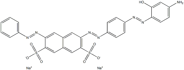 2-[[4-[(4-Amino-2-hydroxyphenyl)azo]phenyl]azo]-7-(phenylazo)-3,6-naphthalenedisulfonic acid disodium salt 结构式