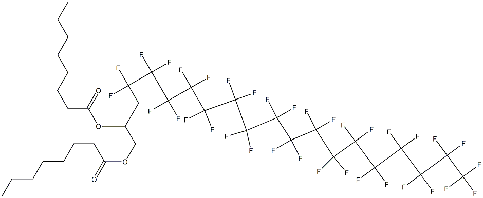 Dioctanoic acid 4,4,5,5,6,6,7,7,8,8,9,9,10,10,11,11,12,12,13,13,14,14,15,15,16,16,17,17,18,18,19,19,20,20,20-pentatriacontafluoro-1,2-icosanediyl ester 结构式