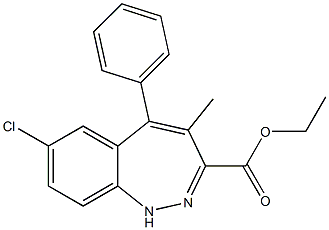 7-Chloro-5-phenyl-4-methyl-1H-1,2-benzodiazepine-3-carboxylic acid ethyl ester 结构式