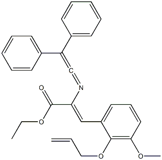 (Z)-2-[[2-(Phenyl)-2-phenylethenylidene]amino]-3-[3-methoxy-2-[(2-propenyl)oxy]phenyl]acrylic acid ethyl ester 结构式