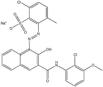2-Chloro-5-methyl-6-[[3-[[(2-chloro-3-methoxyphenyl)amino]carbonyl]-2-hydroxy-1-naphtyl]azo]benzenesulfonic acid sodium salt 结构式