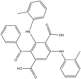 2-(Phenylsulfinyl)-3,5-di(o-toluidino)terephthalic acid 结构式