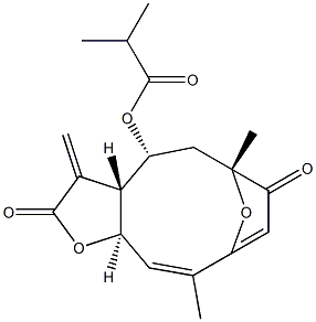 (3aR,4R,6R,10Z,11aR)-3a,5,6,11a-Tetrahydro-6,10-dimethyl-3-methylene-4-(2-methylpropanoyloxy)-6,9-epoxycyclodeca[b]furan-2,7(3H,4H)-dione 结构式