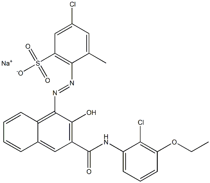 3-Chloro-5-methyl-6-[[3-[[(2-chloro-3-ethoxyphenyl)amino]carbonyl]-2-hydroxy-1-naphtyl]azo]benzenesulfonic acid sodium salt 结构式