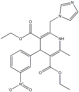 6-(1H-Imidazol-1-ylmethyl)-4-(3-nitrophenyl)-2-methyl-1,4-dihydropyridine-3,5-dicarboxylic acid 3-ethyl 5-ethyl ester 结构式