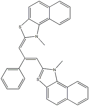1-Methyl-2-[3-[1-methylnaphtho[1,2-d]thiazol-2(1H)-ylidene]-2-phenyl-1-propenyl]naphtho[1,2-d]thiazol-3-ium 结构式