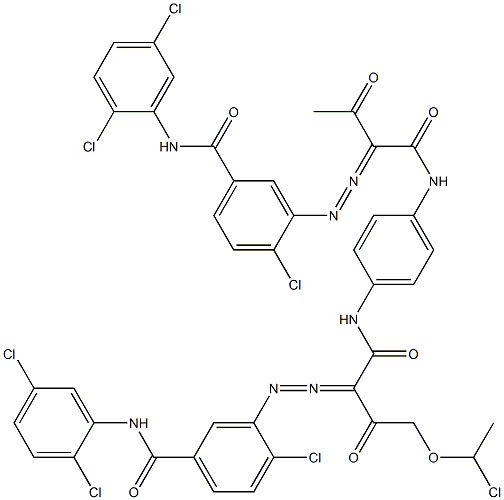3,3'-[2-[(1-Chloroethyl)oxy]-1,4-phenylenebis[iminocarbonyl(acetylmethylene)azo]]bis[N-(2,5-dichlorophenyl)-4-chlorobenzamide] 结构式
