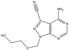 4-Amino-1-(2-hydroxyethoxymethyl)-1H-pyrazolo[3,4-d]pyrimidine-3-carbonitrile 结构式