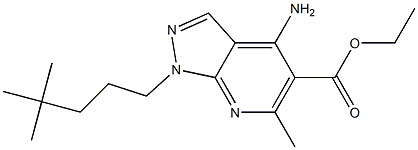 1-(4,4-Dimethylpentyl)-4-amino-6-methyl-1H-pyrazolo[3,4-b]pyridine-5-carboxylic acid ethyl ester 结构式