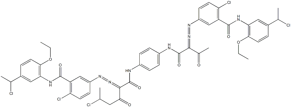 3,3'-[2-(1-Chloroethyl)-1,4-phenylenebis[iminocarbonyl(acetylmethylene)azo]]bis[N-[3-(1-chloroethyl)-6-ethoxyphenyl]-6-chlorobenzamide] 结构式