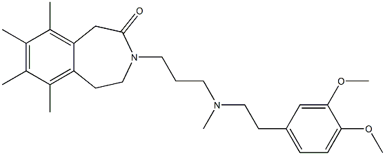 4,5-Dihydro-6,7,8,9-tetramethyl-3-[3-[N-methyl-2-(3,4-dimethoxyphenyl)ethylamino]propyl]-1H-3-benzazepin-2(3H)-one 结构式