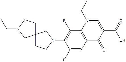 1-Ethyl-1,4-dihydro-6,8-difluoro-7-(7-ethyl-2,7-diazaspiro[4.4]nonan-2-yl)-4-oxoquinoline-3-carboxylic acid 结构式