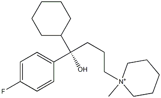 1-[(S)-4-Hydroxy-4-cyclohexyl-4-(4-fluorophenyl)butyl]-1-methylpiperidinium 结构式
