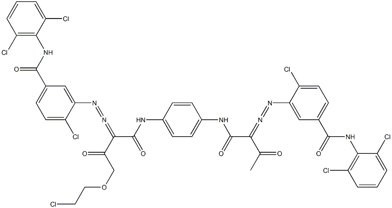 3,3'-[2-[(2-Chloroethyl)oxy]-1,4-phenylenebis[iminocarbonyl(acetylmethylene)azo]]bis[N-(2,6-dichlorophenyl)-4-chlorobenzamide] 结构式
