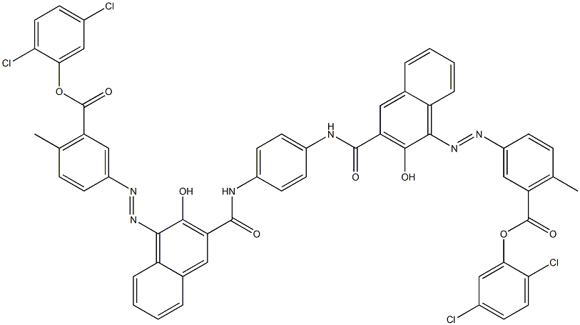 1,4-Bis[1-[[4-methyl-5-(2,5-dichlorophenoxycarbonyl)phenyl]azo]-2-hydroxy-3-naphthoylamino]benzene 结构式