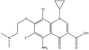 7-[2-(Dimethylamino)ethoxy]-8-chloro-6-fluoro-5-amino-1-cyclopropyl-1,4-dihydro-4-oxoquinoline-3-carboxylic acid 结构式