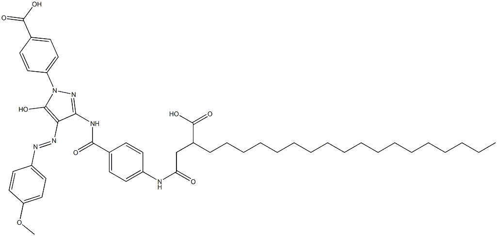 1-(4-Carboxyphenyl)-3-[4-(3-carboxy-1-oxohenicosylamino)benzoylamino]-4-(p-methoxyphenylazo)-1H-pyrazol-5-ol 结构式