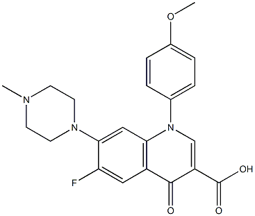1,4-Dihydro-6-fluoro-7-(4-methylpiperazine-1-yl)-1-(4-methoxyphenyl)-4-oxoquinoline-3-carboxylic acid 结构式