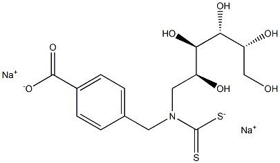 N-(p-Carboxybenzyl)-N-[(2S,3R,4R,5R)-2,3,4,5,6-pentahydroxyhexyl]dithiocarbamic acid disodium salt 结构式