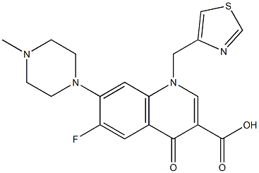 1,4-Dihydro-6-fluoro-7-(4-methylpiperazin-1-yl)-1-[(thiazol-4-yl)methyl]-4-oxoquinoline-3-carboxylic acid 结构式