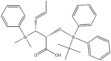 (2R,3R,4E)-2-[[Diphenyl(tert-butyl)silyl]oxy]-3-[dimethyl(phenyl)silyl]-4-hexenoic acid 结构式