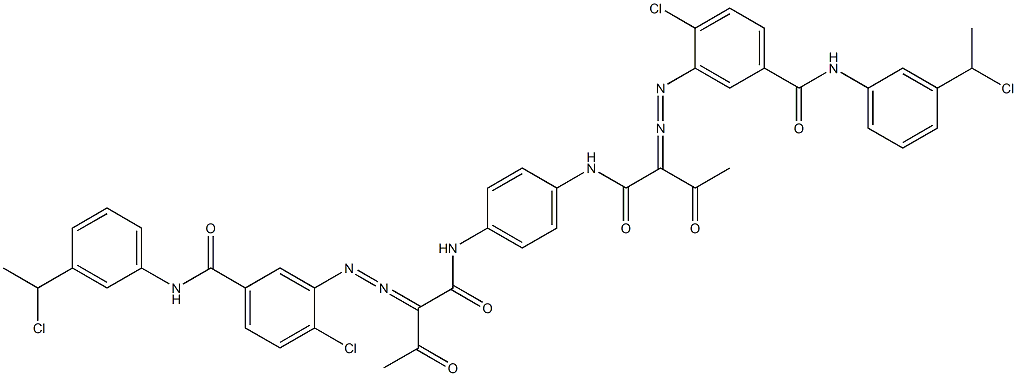 3,3'-[1,4-Phenylenebis[iminocarbonyl(acetylmethylene)azo]]bis[N-[3-(1-chloroethyl)phenyl]-4-chlorobenzamide] 结构式