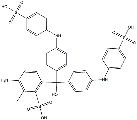 6-[Bis[4-(4-sulfophenylamino)phenyl]hydroxymethyl]-3-amino-2-methylbenzenesulfonic acid 结构式