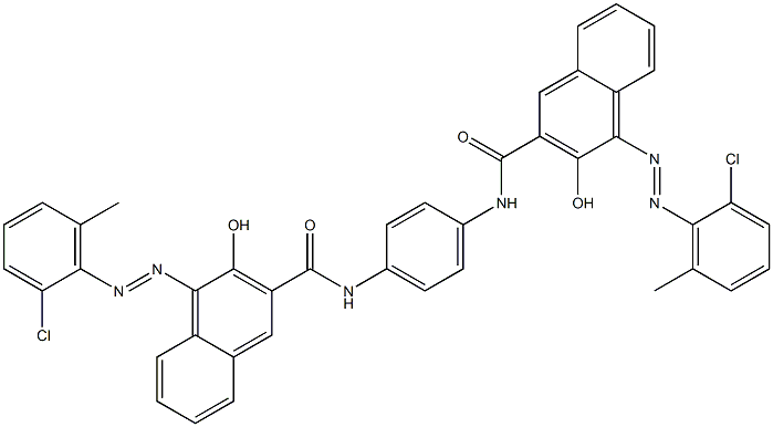 1,4-Bis[1-[(2-chloro-6-methylphenyl)azo]-2-hydroxynaphthalen-3-ylcarbonylamino]benzene 结构式