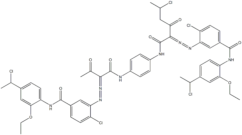 3,3'-[2-(1-Chloroethyl)-1,4-phenylenebis[iminocarbonyl(acetylmethylene)azo]]bis[N-[4-(1-chloroethyl)-2-ethoxyphenyl]-4-chlorobenzamide] 结构式