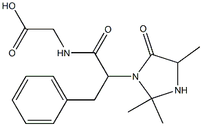 N-[2-(2,2,5-Trimethyl-4-oxoimidazolidin-3-yl)-3-phenylpropionyl]glycine 结构式