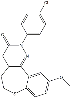 10-Methoxy-2-(4-chlorophenyl)-4,4a,5,6-tetrahydro[1]benzothiepino[5,4-c]pyridazin-3(2H)-one 结构式
