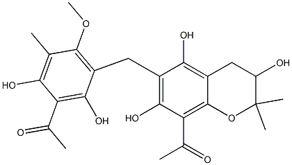 8-Acetyl-6-(3-acetyl-2,4-dihydroxy-5-methyl-6-methoxybenzyl)-3,4-dihydro-2,2-dimethyl-2H-1-benzopyran-3,5,7-triol 结构式