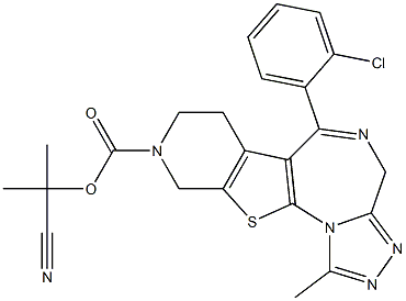 1-Methyl-6-(2-chlorophenyl)-9-[(1-cyano-1-methylethoxy)carbonyl]-7,8,9,10-tetrahydro-4H-pyrido[4',3':4,5]thieno[3,2-f][1,2,4]triazolo[4,3-a][1,4]diazepine 结构式