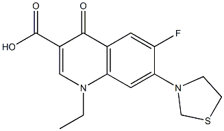 1,4-Dihydro-1-ethyl-6-fluoro-7-(thiazolidin-3-yl)-4-oxoquinoline-3-carboxylic acid 结构式