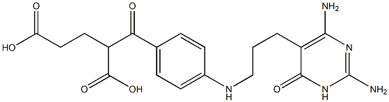 2-[4-[N-[3-[[2,6-Diamino-3,4-dihydro-4-oxopyrimidin]-5-yl]propyl]amino]benzoyl]glutaric acid 结构式