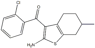 2-Amino-3-(2-chlorobenzoyl)-6-methyl-4,5,6,7-tetrahydrobenzo[b]thiophene 结构式