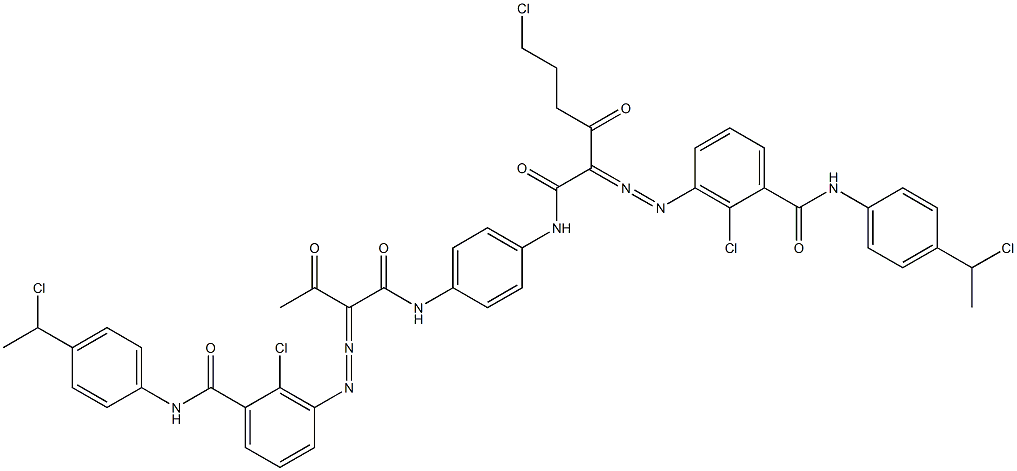 3,3'-[2-(2-Chloroethyl)-1,4-phenylenebis[iminocarbonyl(acetylmethylene)azo]]bis[N-[4-(1-chloroethyl)phenyl]-2-chlorobenzamide] 结构式
